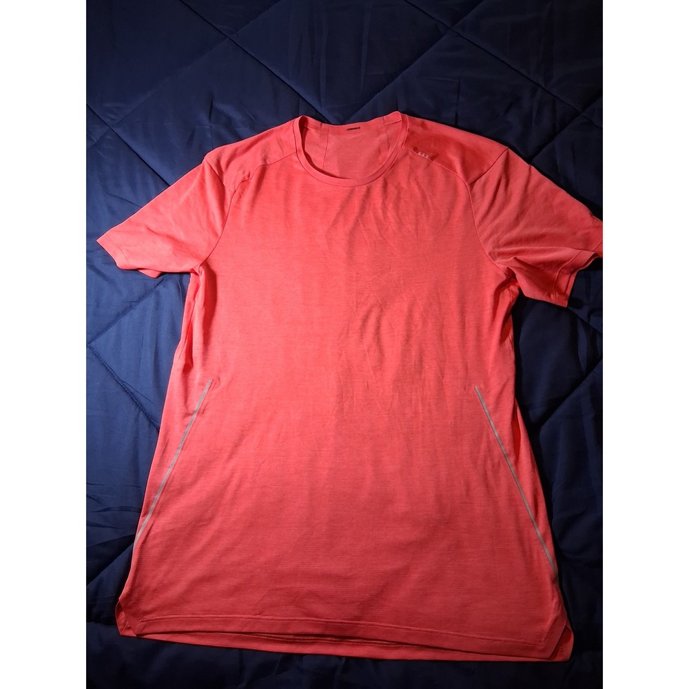 Lululemon Metal Vent Tech Short Sleeve Shirt Mens Coral Orange Heather Training